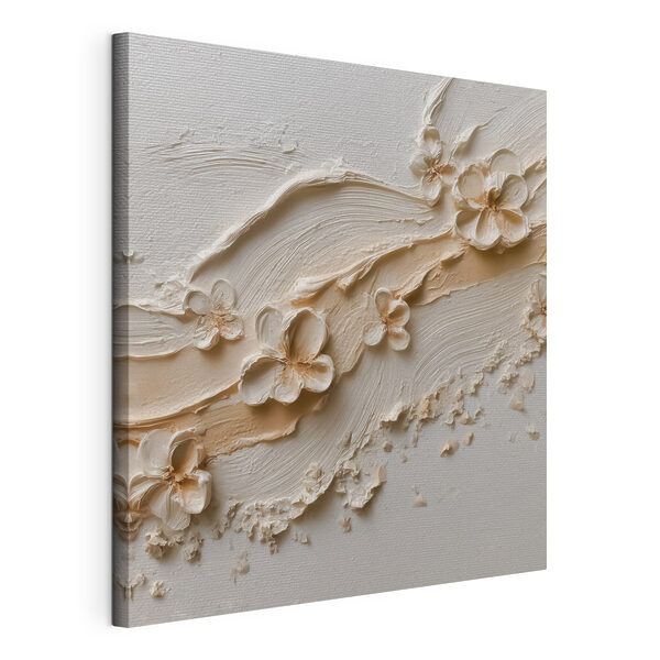 Kunst met witte bloemen op een witte ondergrond Canvas Schilderijen Kunst met witte bloemen op een witte ondergrond