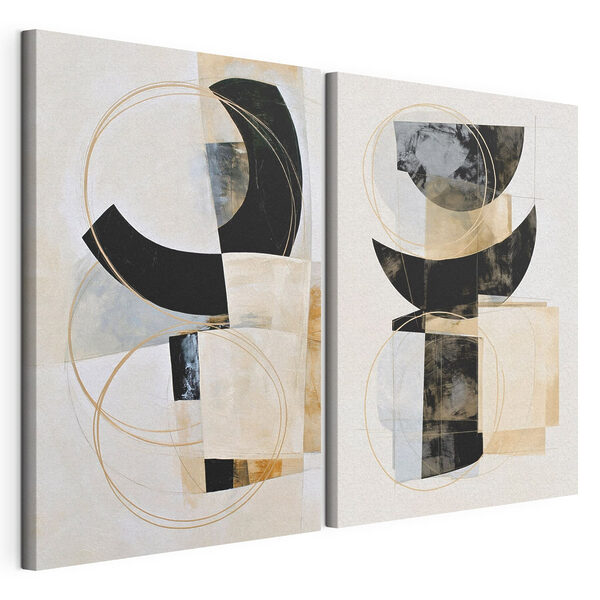 Modulaire canvasprint Schilderij van een paar cirkels en een paar cirkels