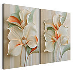 Modulaire canvasprint Verfijnde bloemen in zachte tinten