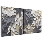 Modulaire canvasprint Zwart-witte bladeren