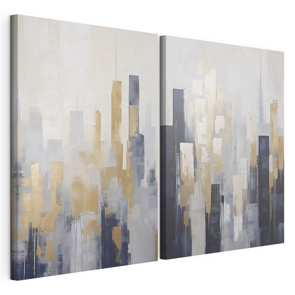 Schilderij van een stad Modulaire canvasprint Schilderij van een stad