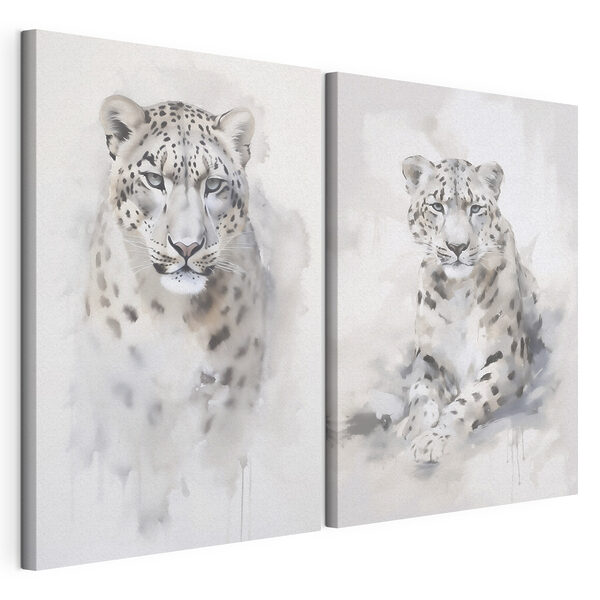 Schilderij van een luipaard Modulaire canvasprint Schilderij van een luipaard