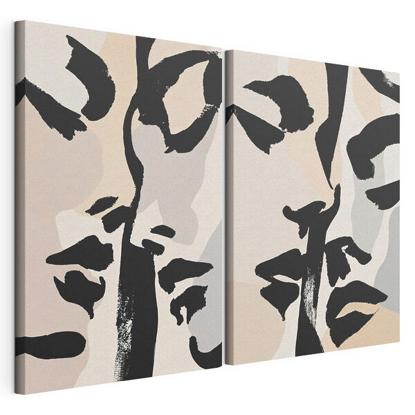 Collage van het gezicht van een vrouw Modulaire canvasprint Collage van het gezicht van een vrouw