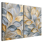 Modulaire canvasprint - Elegante bladeren in zachte tinten