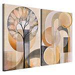 Modulaire canvasprint Boom met cirkels en lijnen