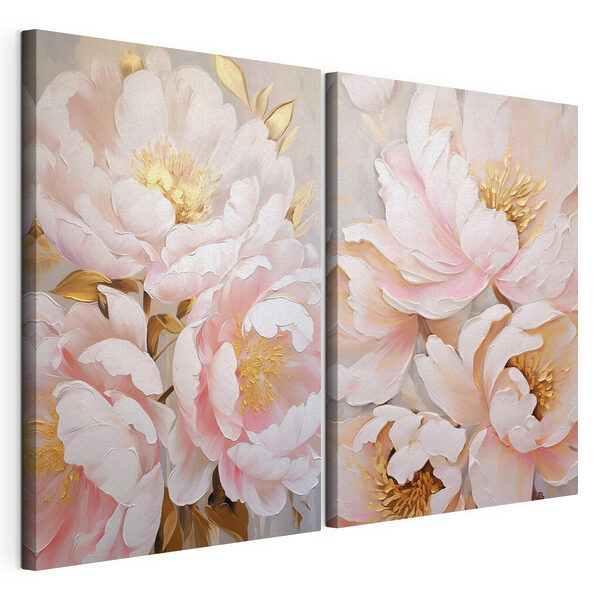 Zachte bloesems in zachte tinten Modulaire canvasprint Zachte bloesems in zachte tinten