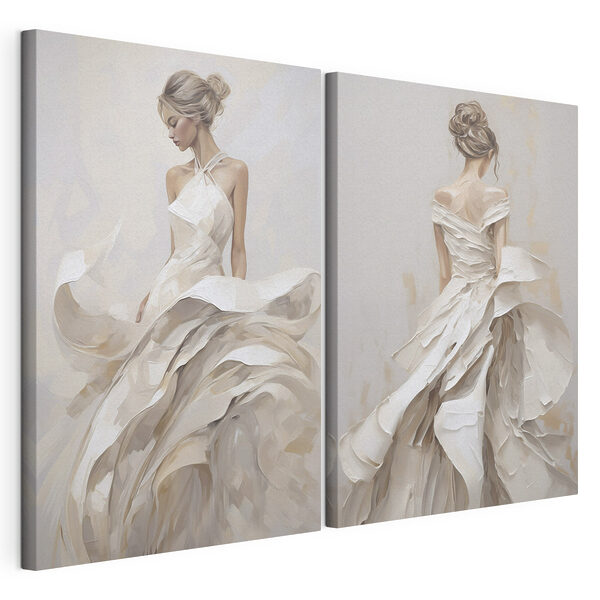 Vrouw in een witte jurk Modulaire canvasprint Vrouw in een witte jurk