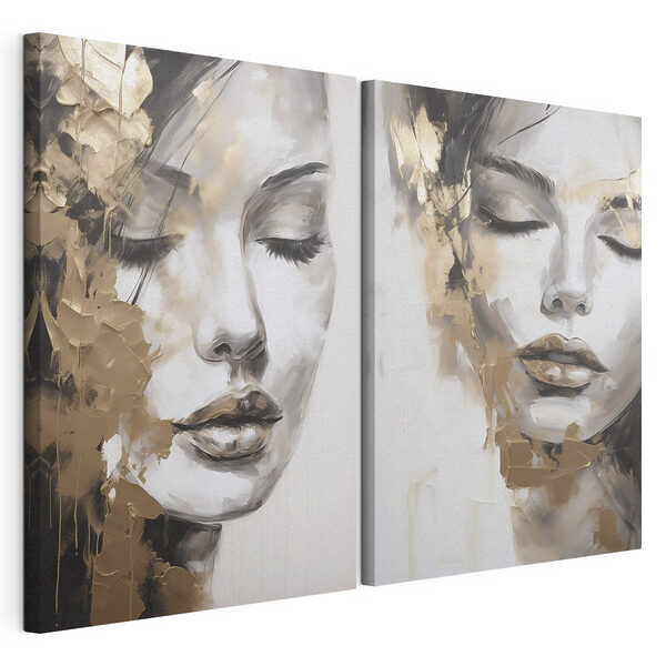 Modulaire canvasprint Schilderij van het gezicht van een vrouw