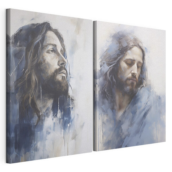 Schilderij van een man met lang haar Modulaire canvasprint Schilderij van een man met lang haar