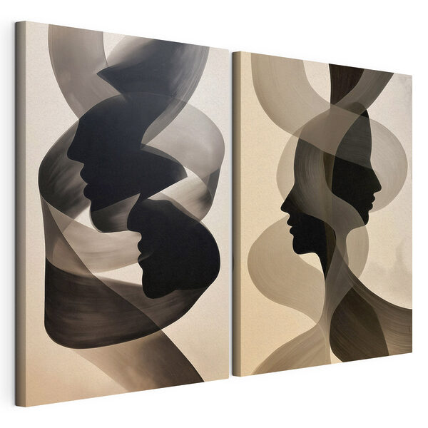 Modulaire canvasprint Een paar zwart-witte gezichten